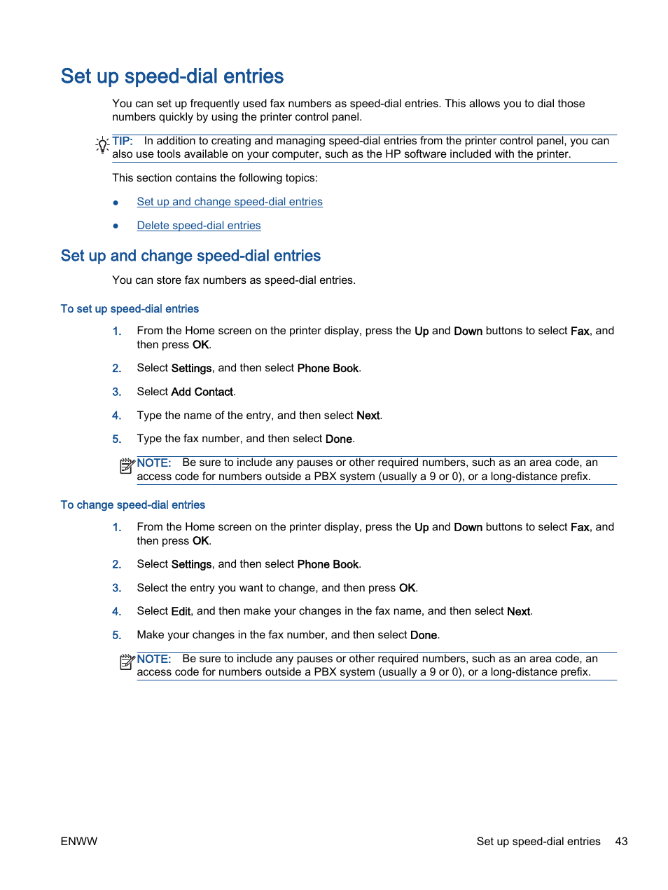 Set up speed-dial entries, Set up and change speed-dial entries | HP Officejet 2621 All-in-One Printer User Manual | Page 47 / 140