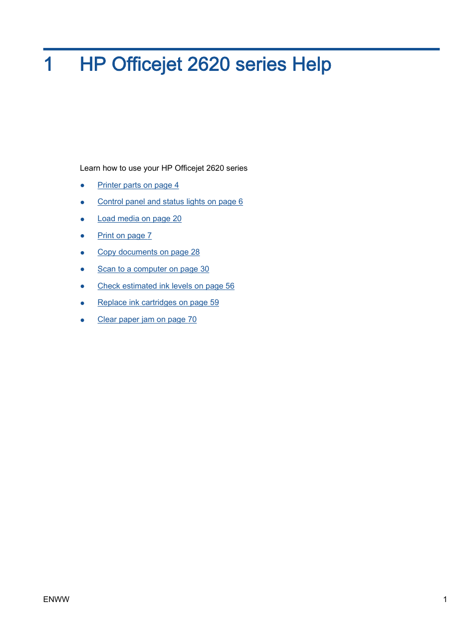 Hp officejet 2620 series help, 1 hp officejet 2620 series help | HP Officejet 2621 All-in-One Printer User Manual | Page 5 / 140