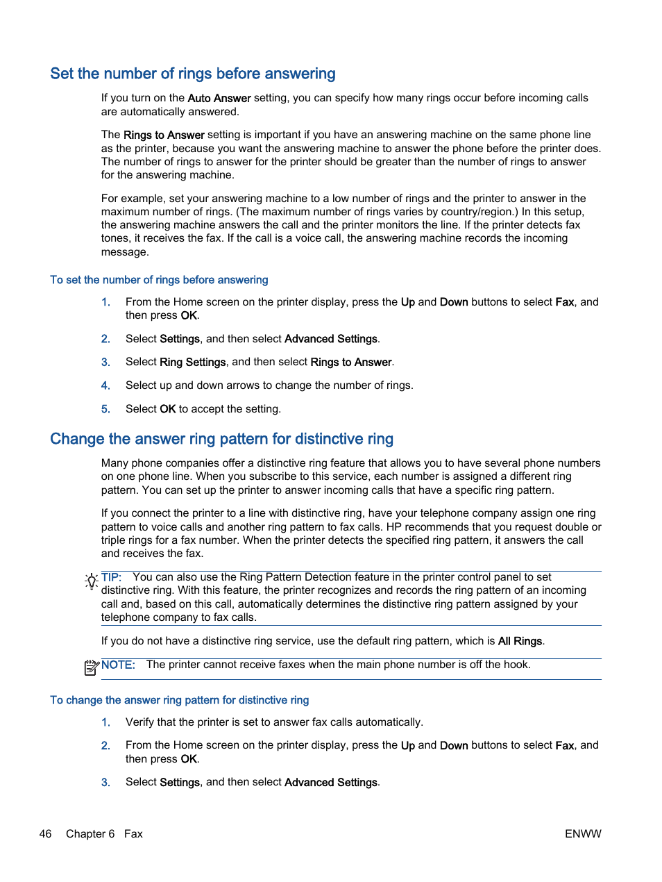 Set the number of rings before answering | HP Officejet 2621 All-in-One Printer User Manual | Page 50 / 140