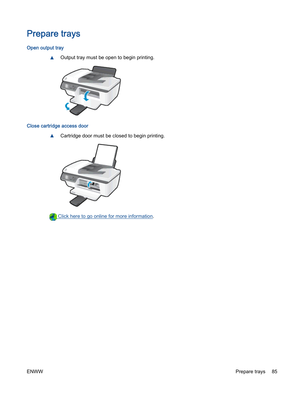 Prepare trays | HP Officejet 2621 All-in-One Printer User Manual | Page 89 / 140
