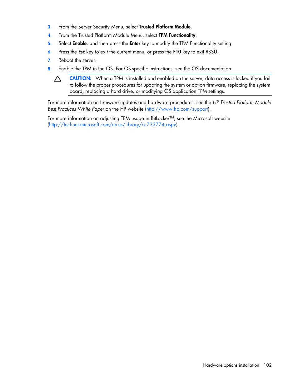 HP ProLiant ML370 G6 Server User Manual | Page 102 / 172