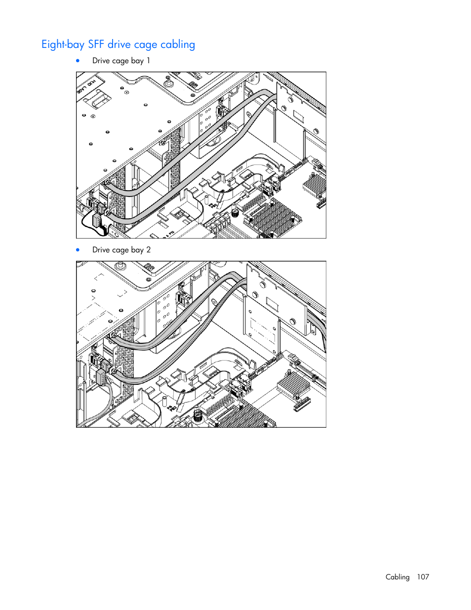 Eight-bay sff drive cage cabling | HP ProLiant ML370 G6 Server User Manual | Page 107 / 172
