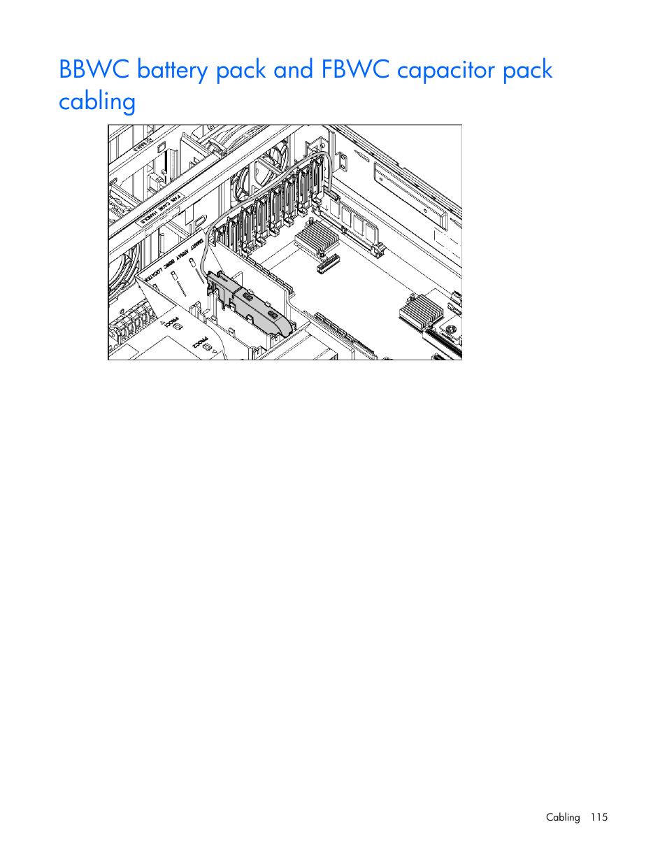 Bbwc battery pack and fbwc capacitor pack cabling | HP ProLiant ML370 G6 Server User Manual | Page 115 / 172