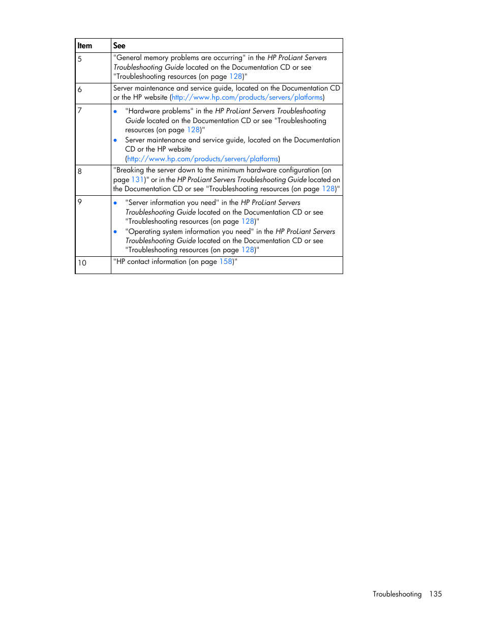 HP ProLiant ML370 G6 Server User Manual | Page 135 / 172