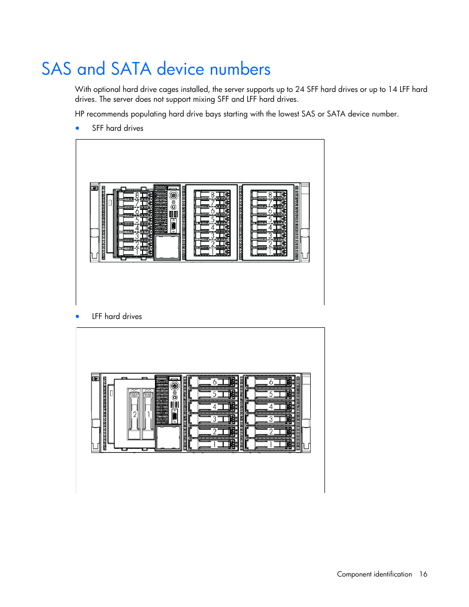 Sas and sata device numbers | HP ProLiant ML370 G6 Server User Manual | Page 16 / 172