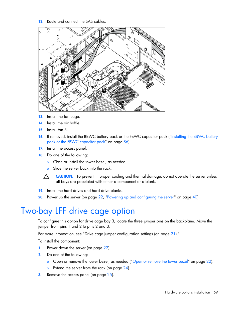 Two-bay lff drive cage option | HP ProLiant ML370 G6 Server User Manual | Page 69 / 172