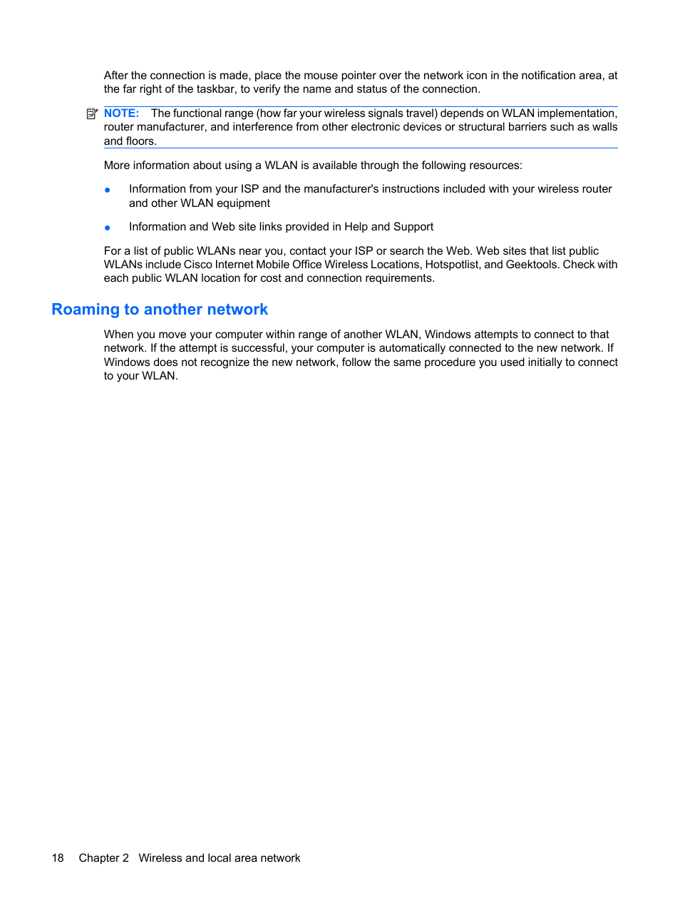 Roaming to another network | HP Pavilion dm1-1020ed Entertainment Notebook PC User Manual | Page 28 / 96