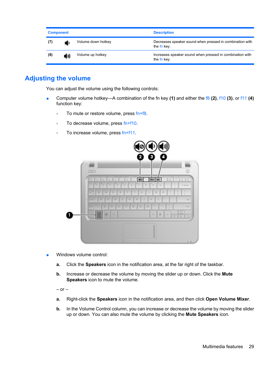 Adjusting the volume | HP Pavilion dm1-1020ed Entertainment Notebook PC User Manual | Page 39 / 96