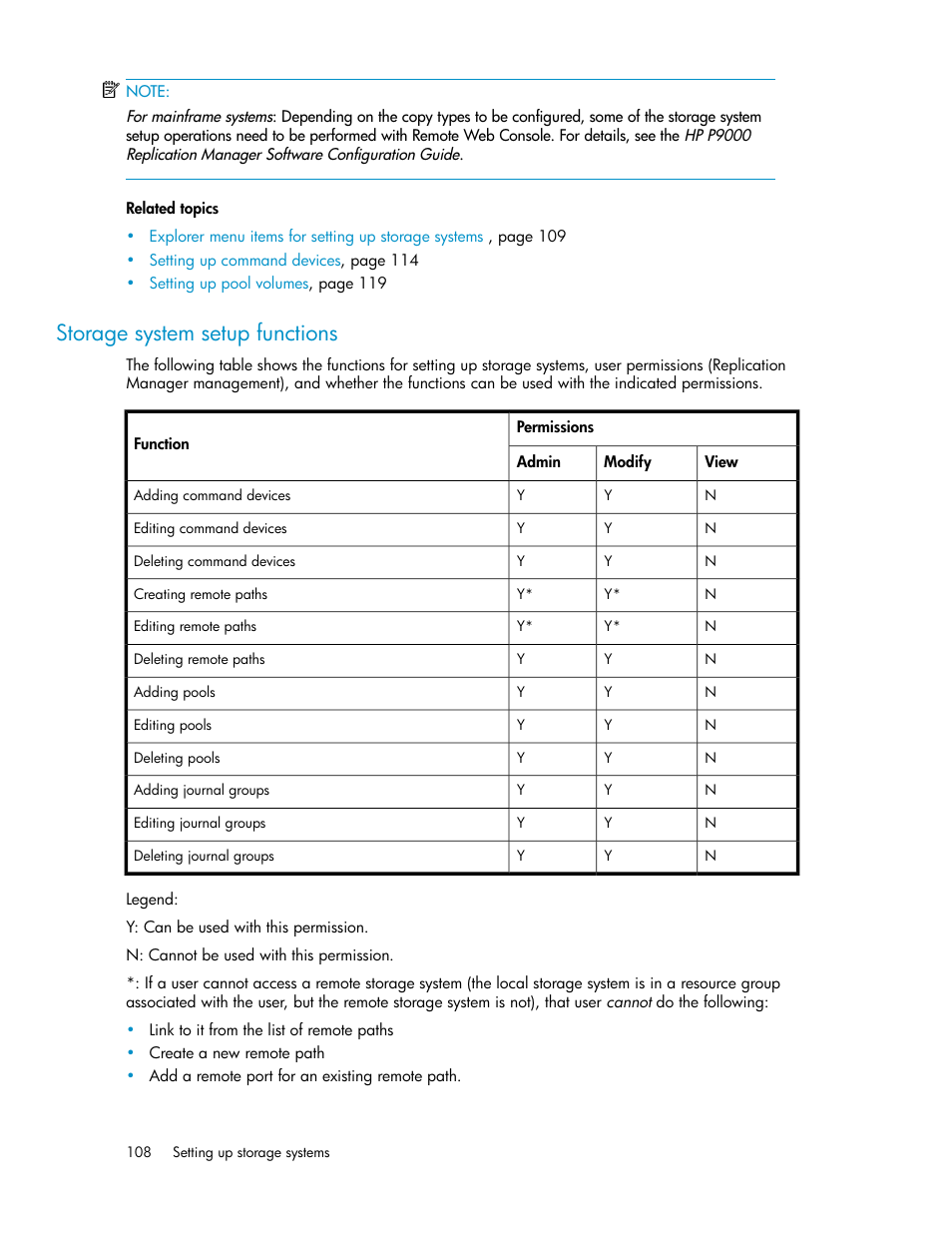 Storage system setup functions | HP XP Racks User Manual | Page 108 / 482