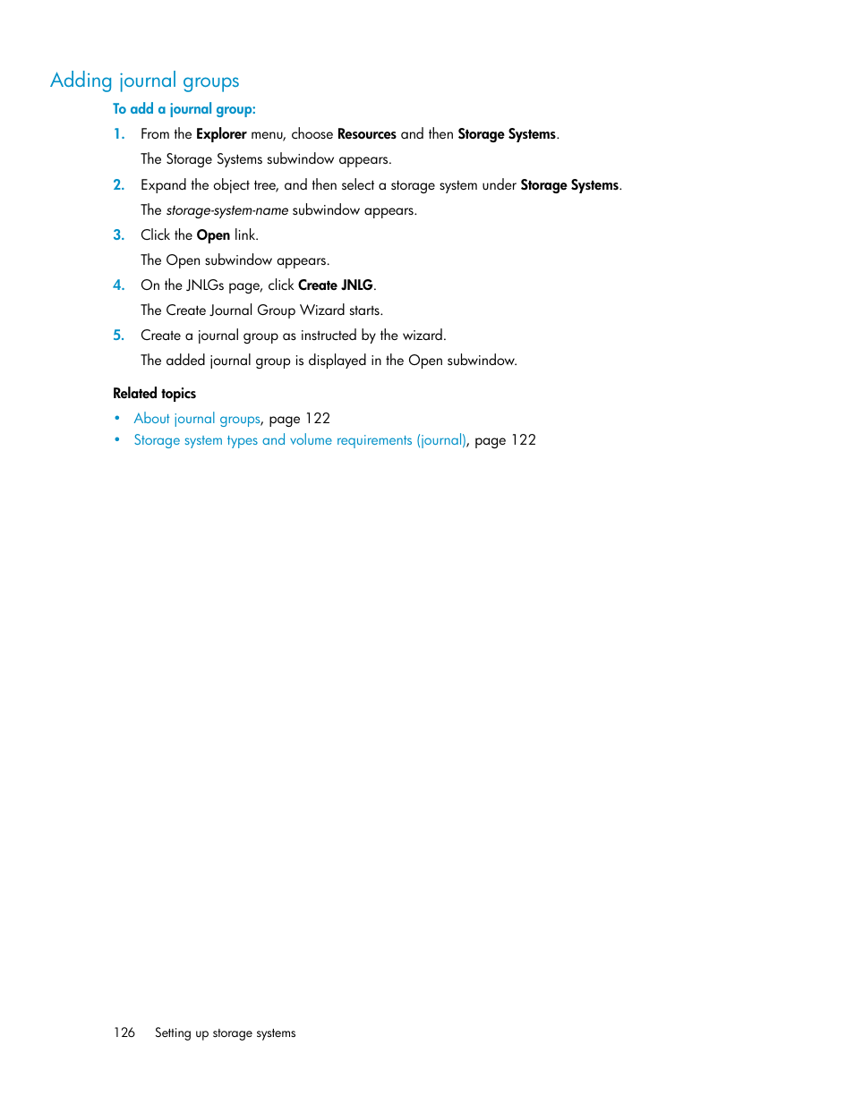 Adding journal groups | HP XP Racks User Manual | Page 126 / 482