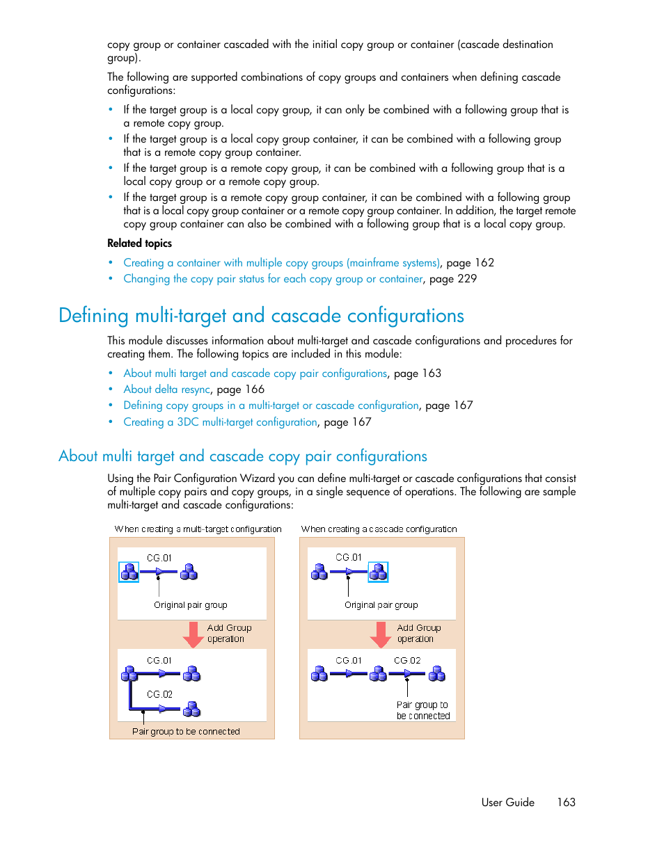 Defining multi-target and cascade configurations | HP XP Racks User Manual | Page 163 / 482