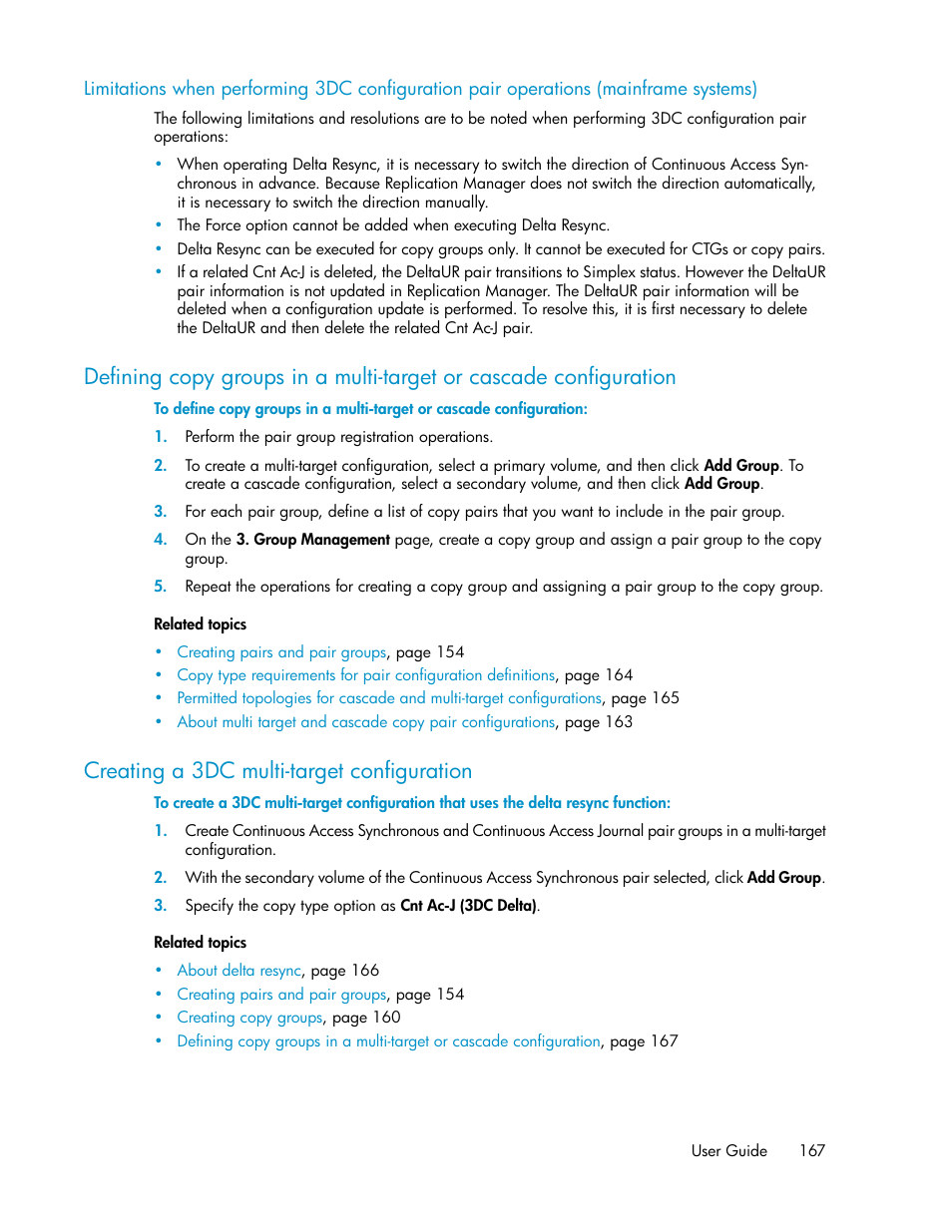 Creating a 3dc multi-target configuration, 167 creating a 3dc multi-target configuration | HP XP Racks User Manual | Page 167 / 482