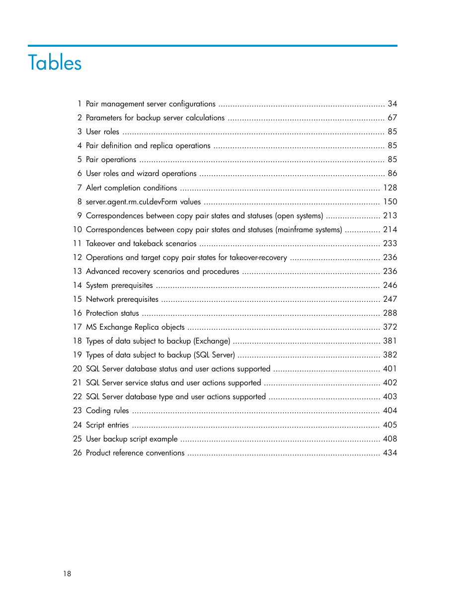 Tables | HP XP Racks User Manual | Page 18 / 482