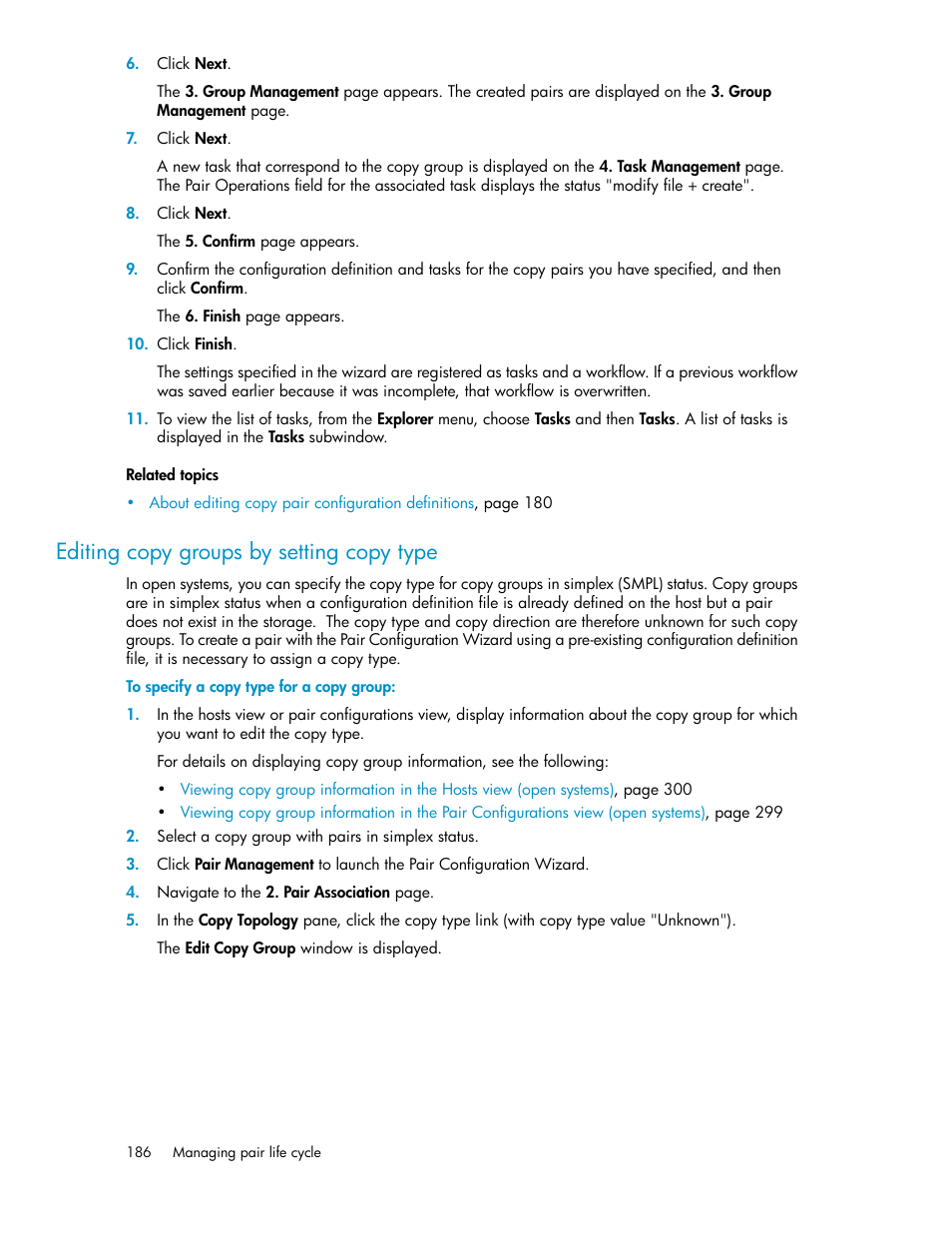 Editing copy groups by setting copy type | HP XP Racks User Manual | Page 186 / 482