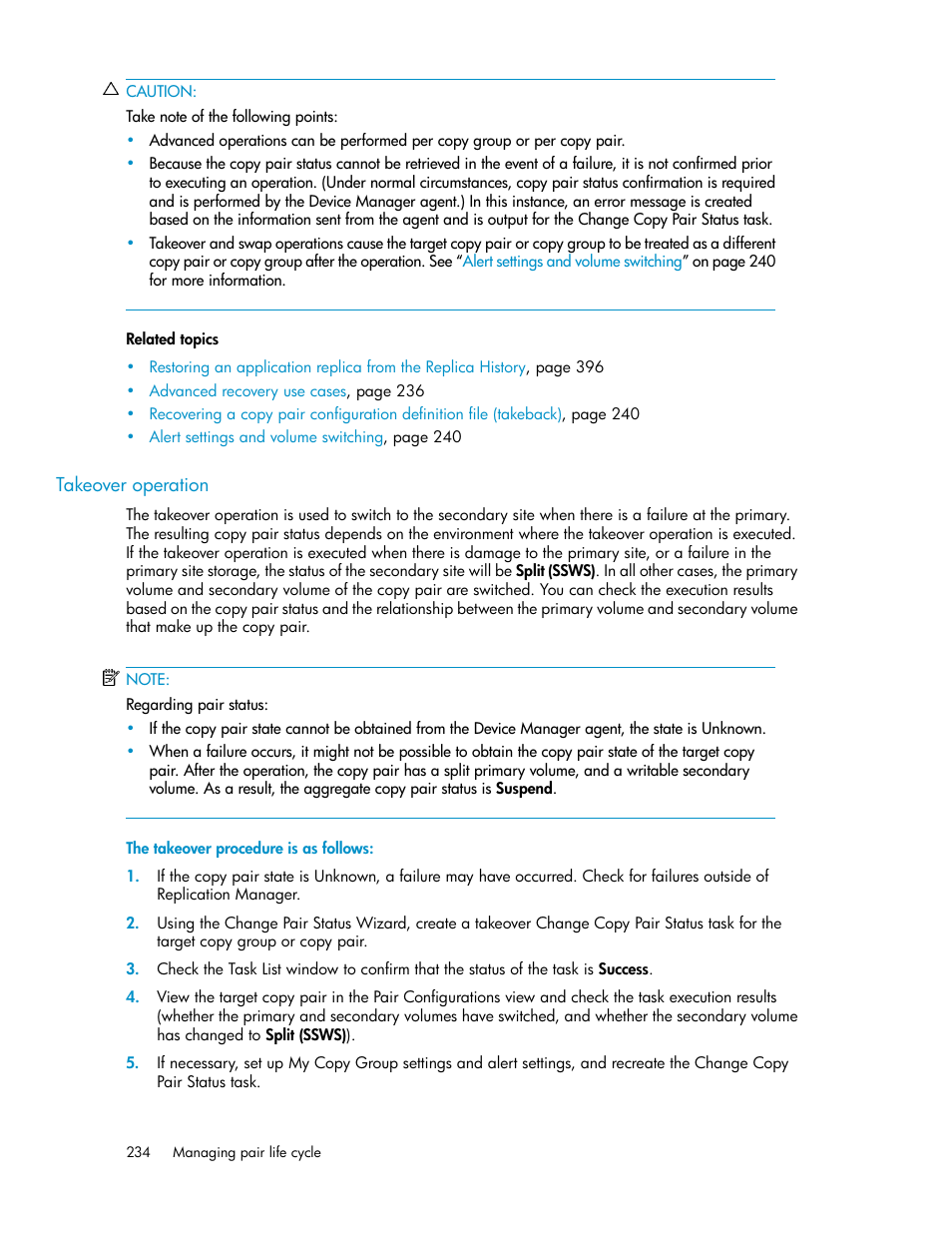 Takeover operation | HP XP Racks User Manual | Page 234 / 482