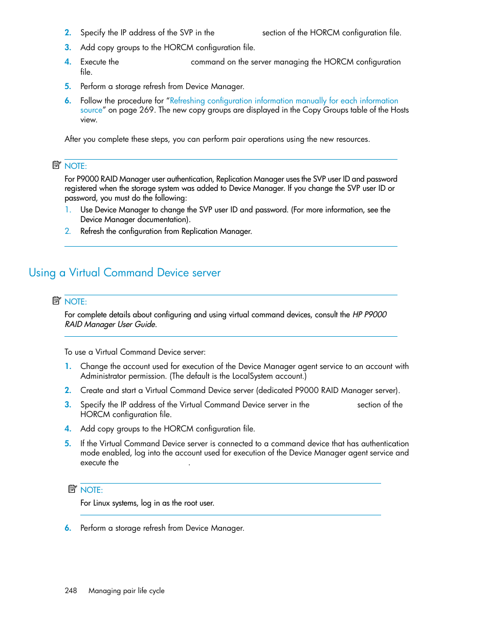 Using a virtual command device server | HP XP Racks User Manual | Page 248 / 482