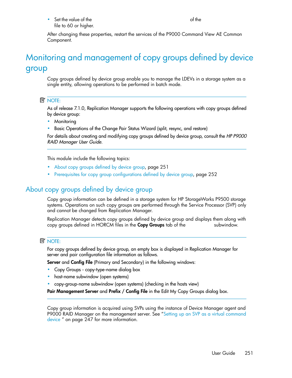 About copy groups defined by device group | HP XP Racks User Manual | Page 251 / 482