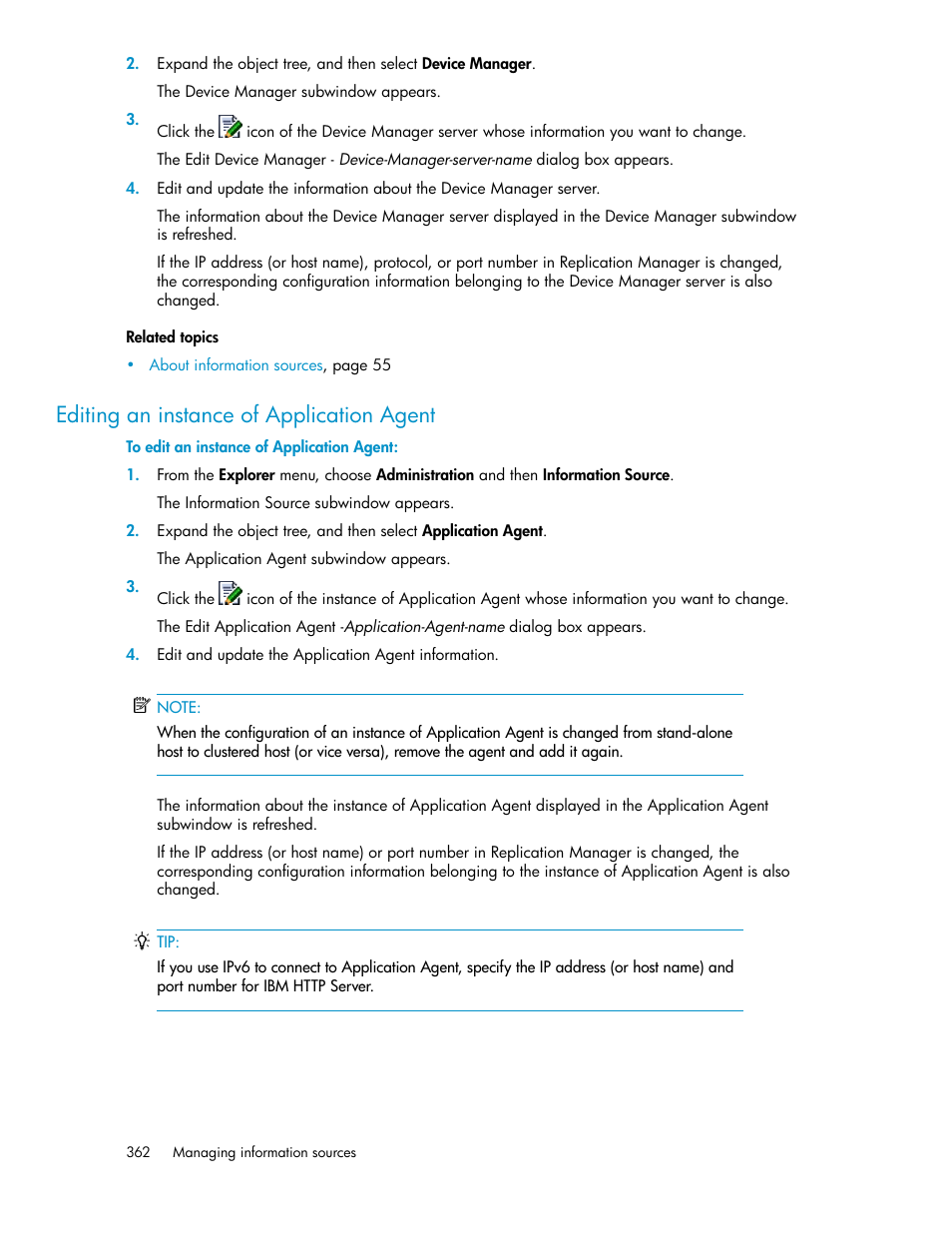 Editing an instance of application agent | HP XP Racks User Manual | Page 362 / 482