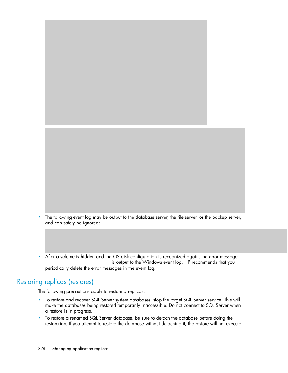 Restoring replicas (restores) | HP XP Racks User Manual | Page 378 / 482