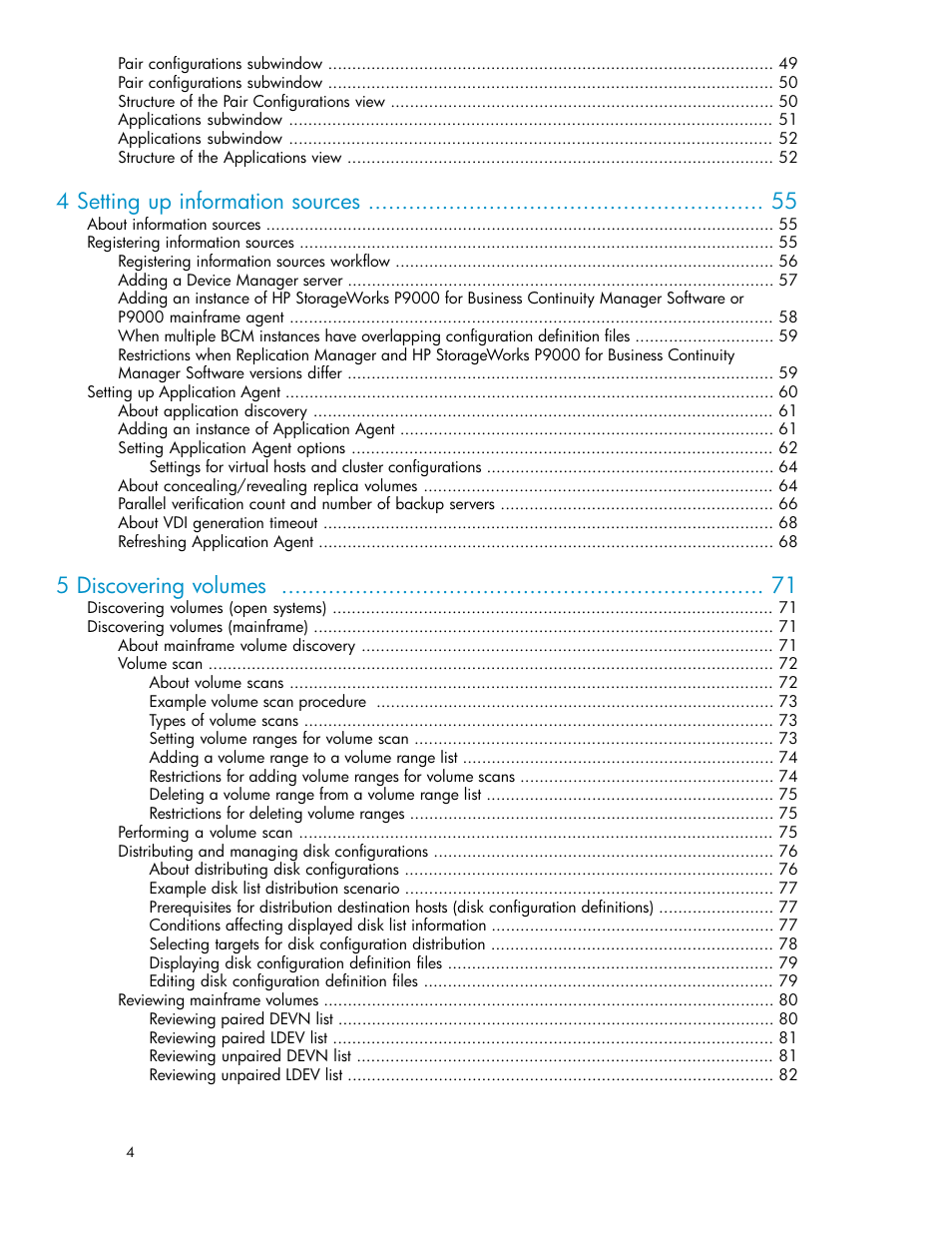 4 setting up information sources, 5 discovering volumes | HP XP Racks User Manual | Page 4 / 482