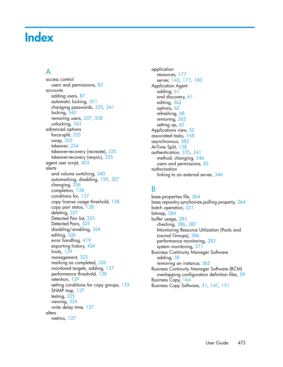 Index | HP XP Racks User Manual | Page 473 / 482