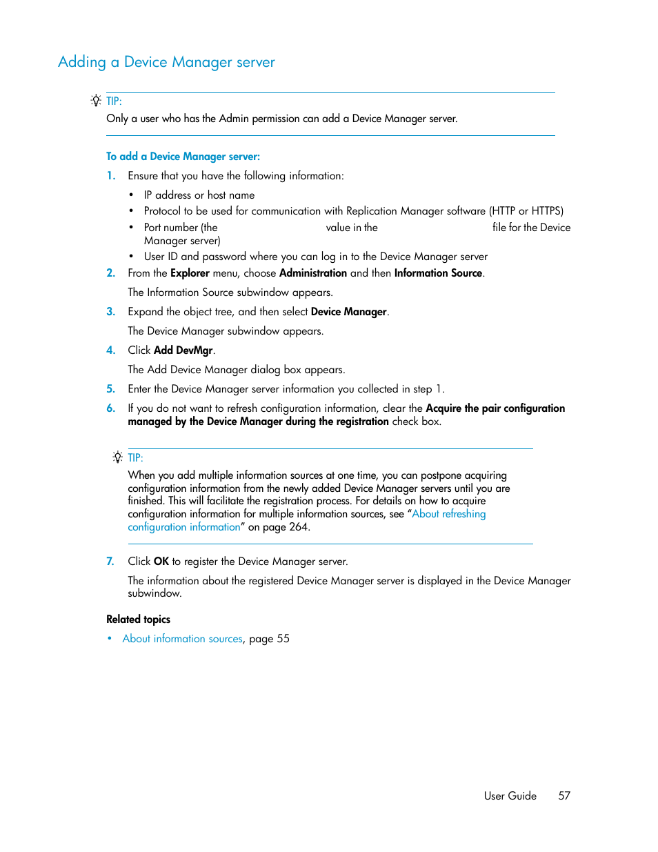 Adding a device manager server | HP XP Racks User Manual | Page 57 / 482