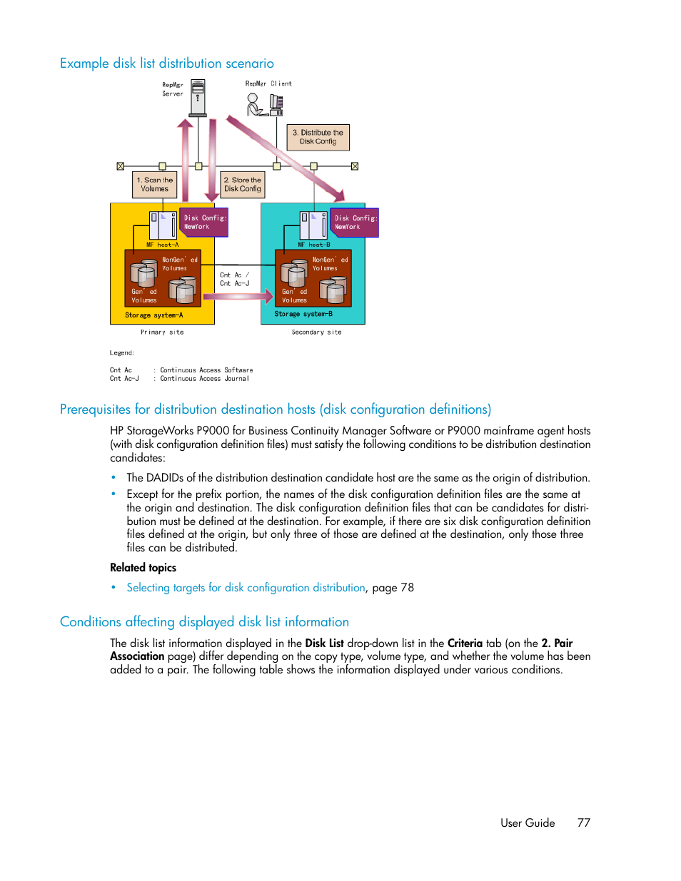 Example disk list distribution scenario | HP XP Racks User Manual | Page 77 / 482