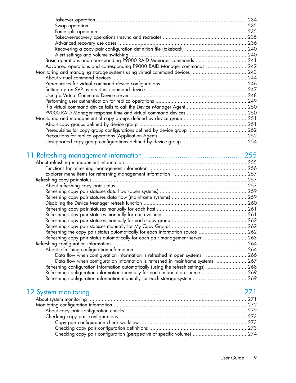 11 refreshing management information, 12 system monitoring | HP XP Racks User Manual | Page 9 / 482