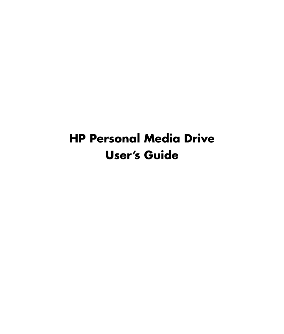 HP HD4000 Personal Media Drive User Manual | 16 pages