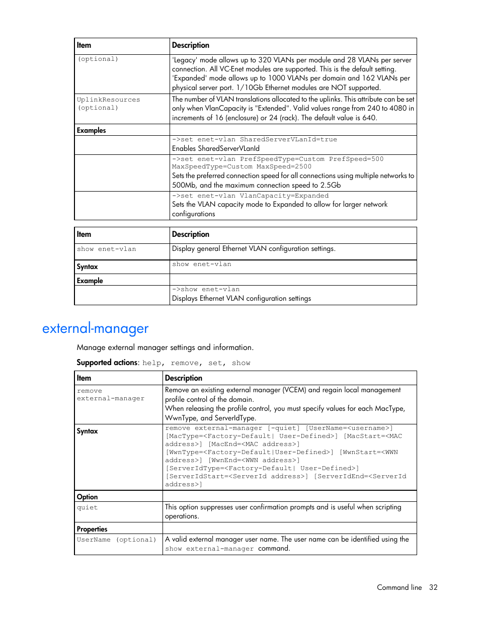 External-manager | HP Virtual Connect 8Gb 24-port Fibre Channel Module for c-Class BladeSystem User Manual | Page 32 / 162