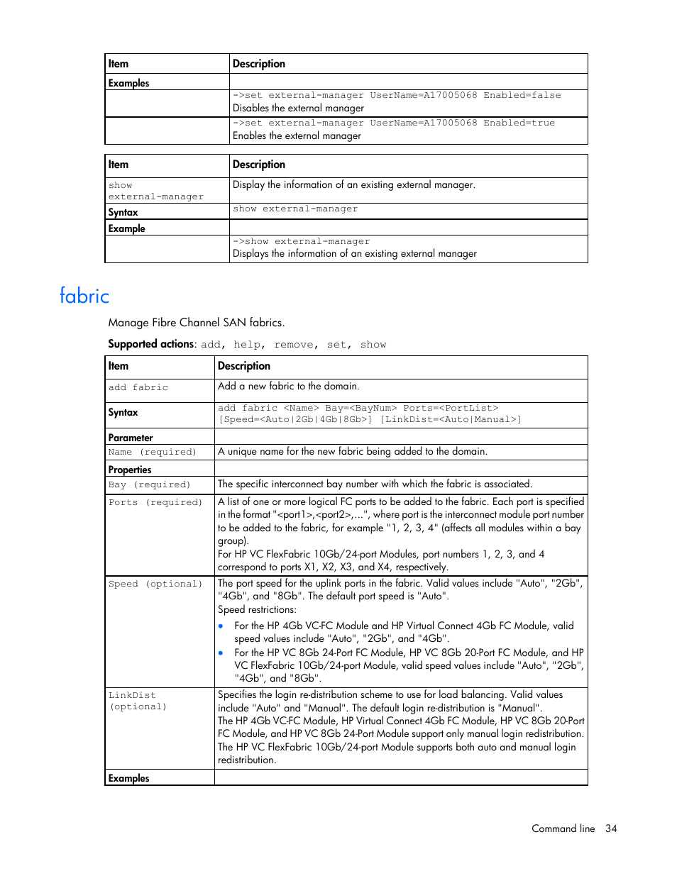 Fabric | HP Virtual Connect 8Gb 24-port Fibre Channel Module for c-Class BladeSystem User Manual | Page 34 / 162