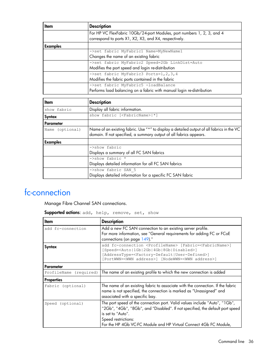 Fc-connection | HP Virtual Connect 8Gb 24-port Fibre Channel Module for c-Class BladeSystem User Manual | Page 36 / 162