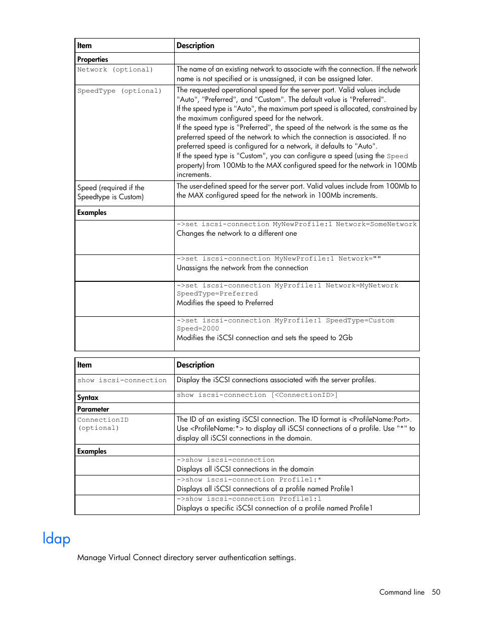 Ldap | HP Virtual Connect 8Gb 24-port Fibre Channel Module for c-Class BladeSystem User Manual | Page 50 / 162