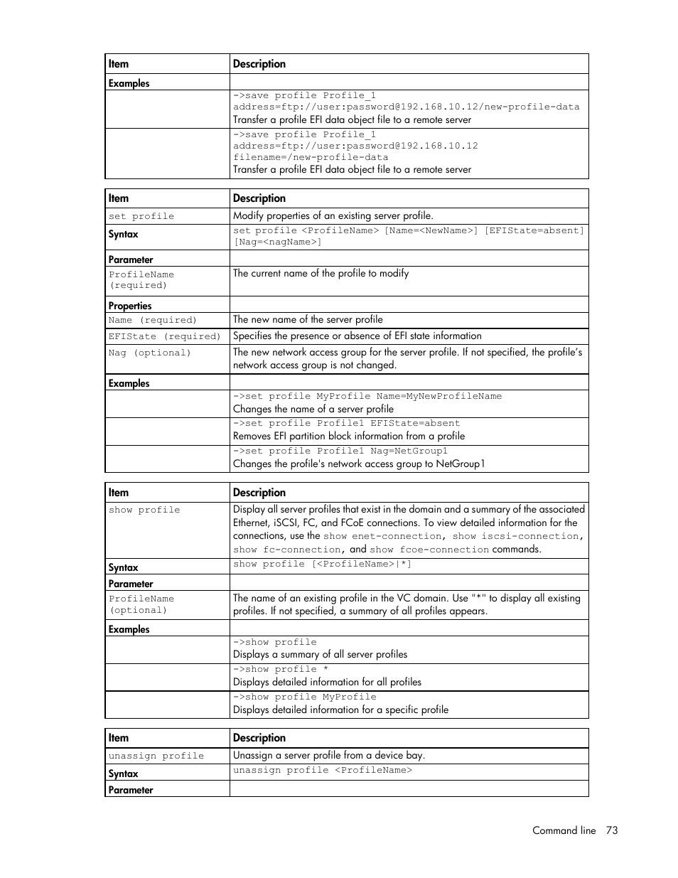 HP Virtual Connect 8Gb 24-port Fibre Channel Module for c-Class BladeSystem User Manual | Page 73 / 162