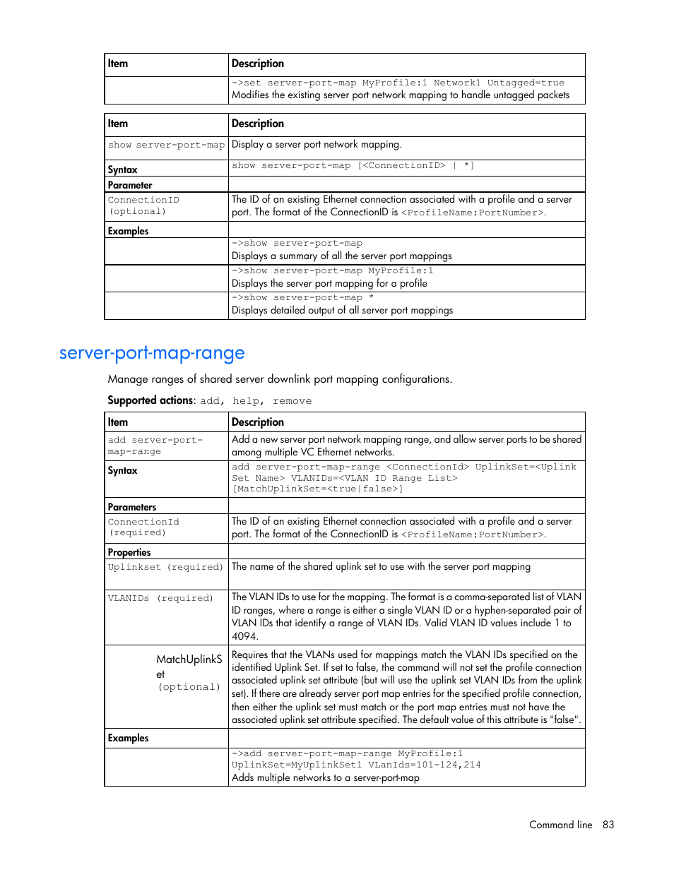 Server-port-map-range | HP Virtual Connect 8Gb 24-port Fibre Channel Module for c-Class BladeSystem User Manual | Page 83 / 162