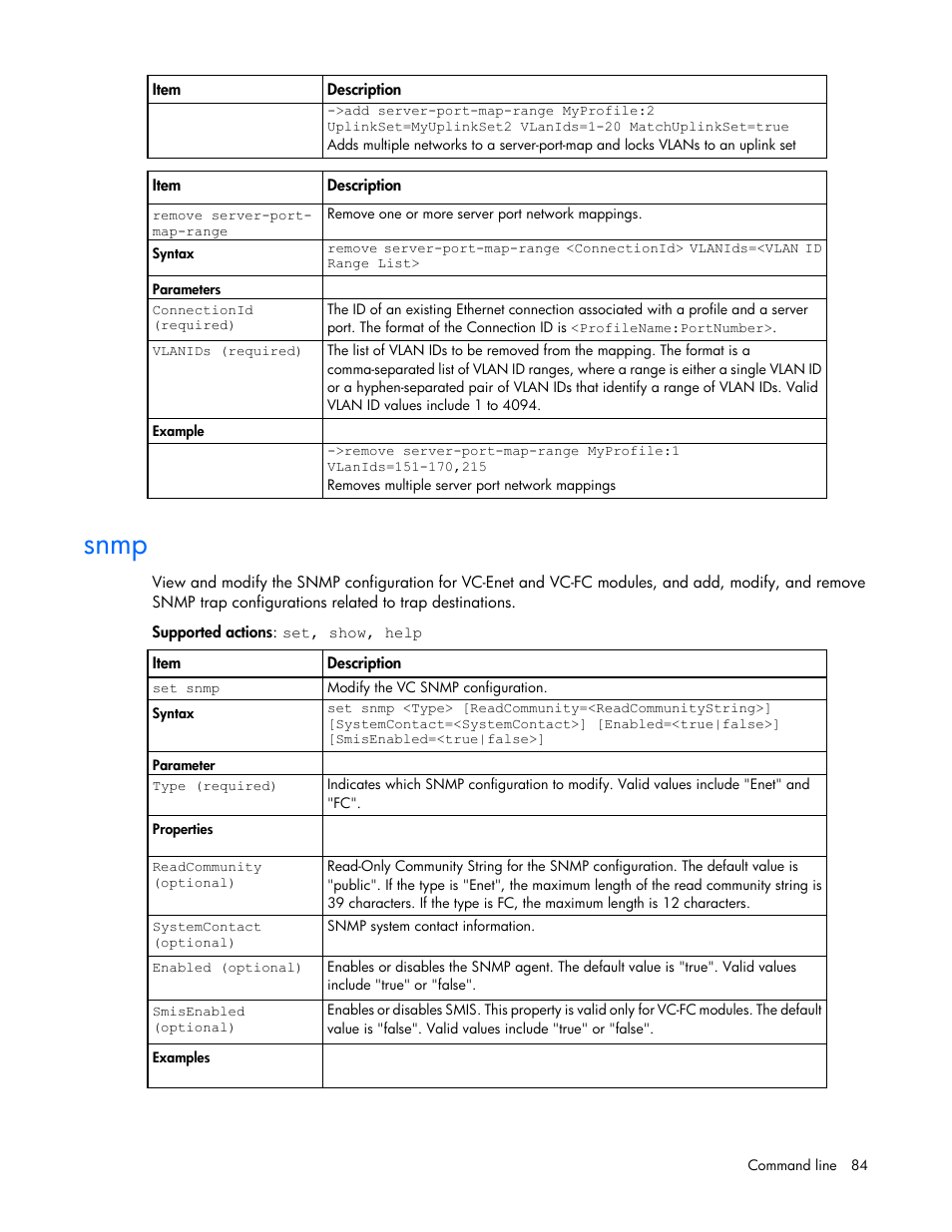 Snmp | HP Virtual Connect 8Gb 24-port Fibre Channel Module for c-Class BladeSystem User Manual | Page 84 / 162