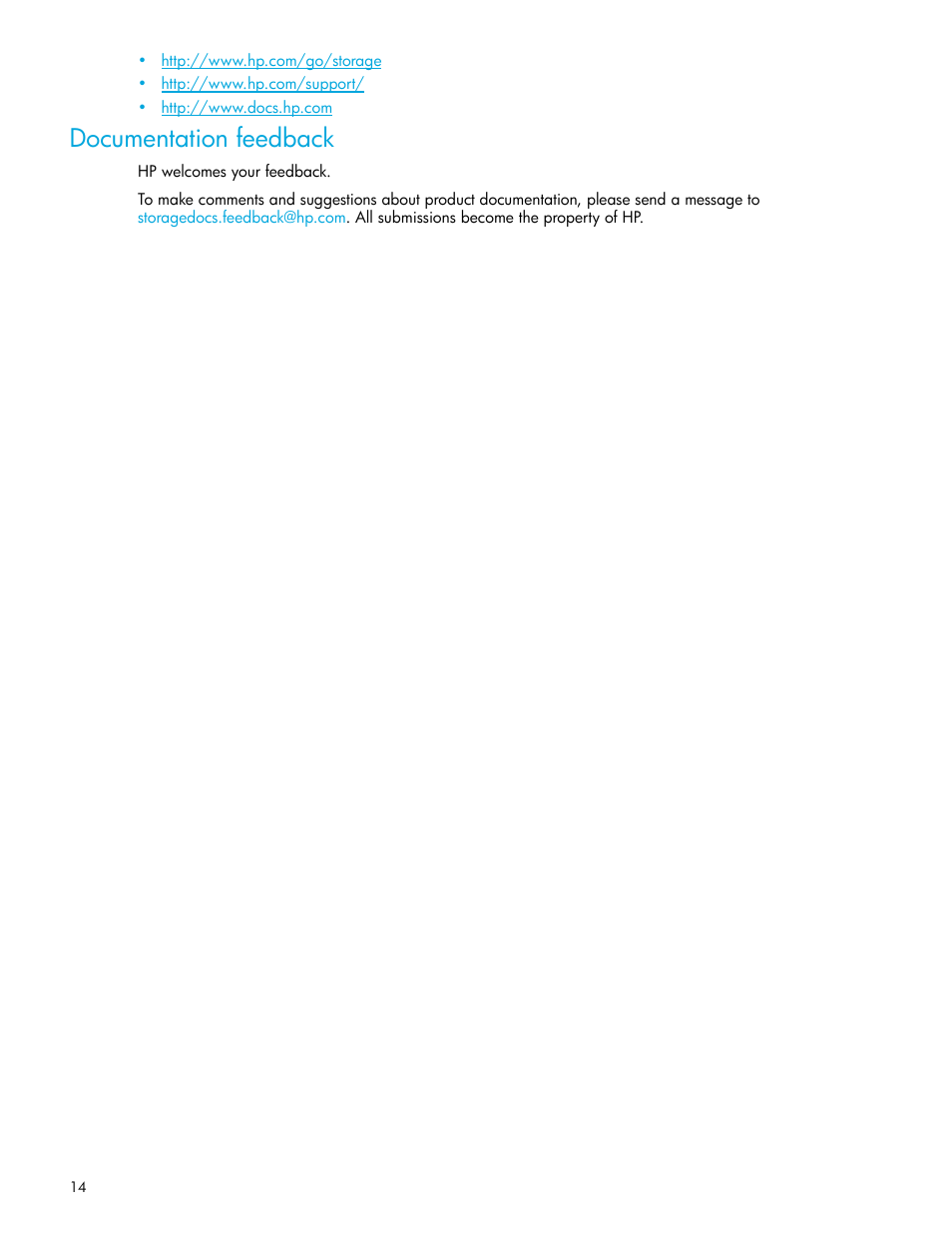 Documentation feedback | HP StorageWorks 2000fc G2 Modular Smart Array User Manual | Page 14 / 76