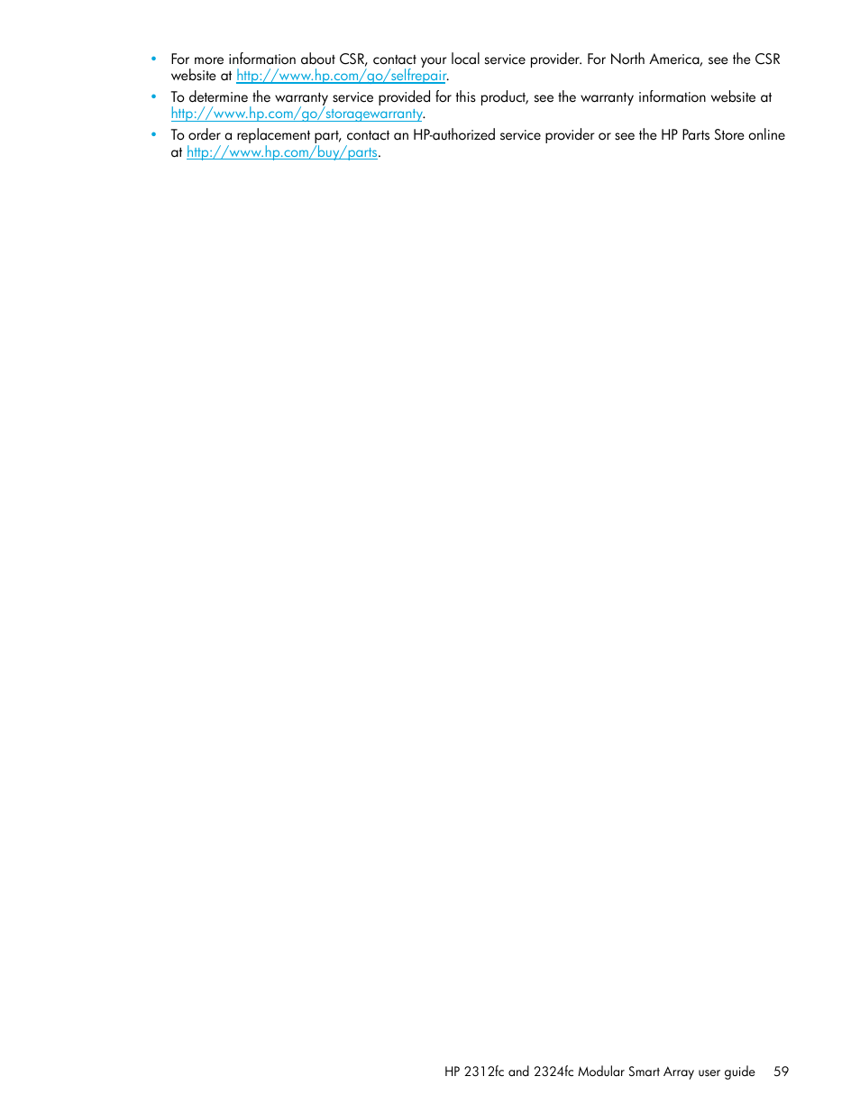 HP StorageWorks 2000fc G2 Modular Smart Array User Manual | Page 59 / 76