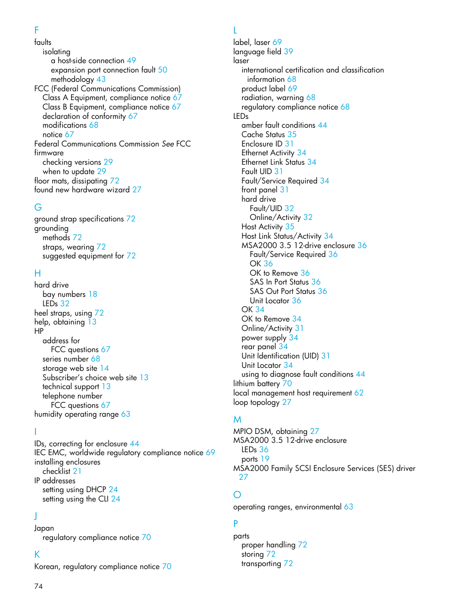 HP StorageWorks 2000fc G2 Modular Smart Array User Manual | Page 74 / 76