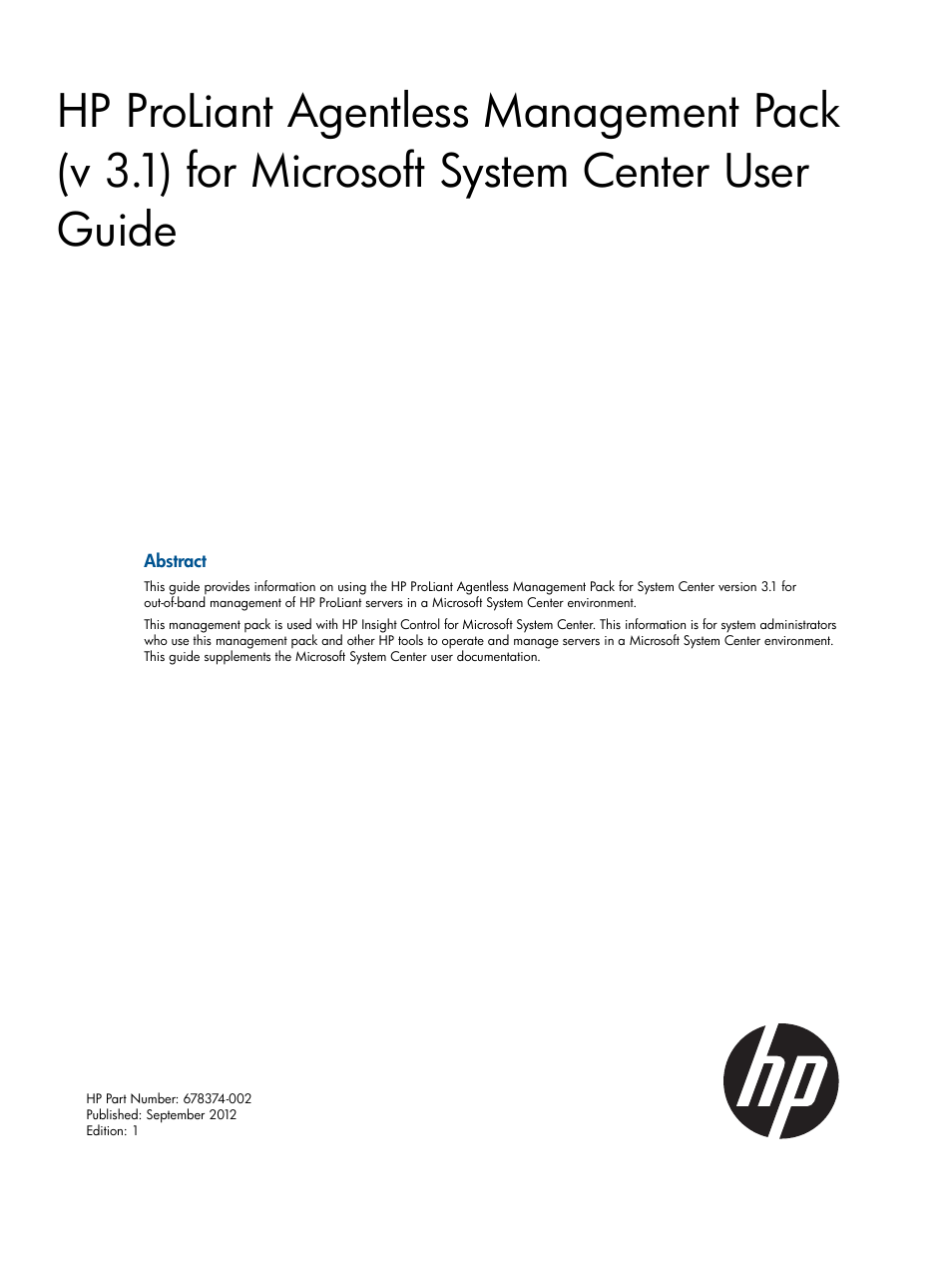 HP OneView for Microsoft System Center User Manual | 37 pages