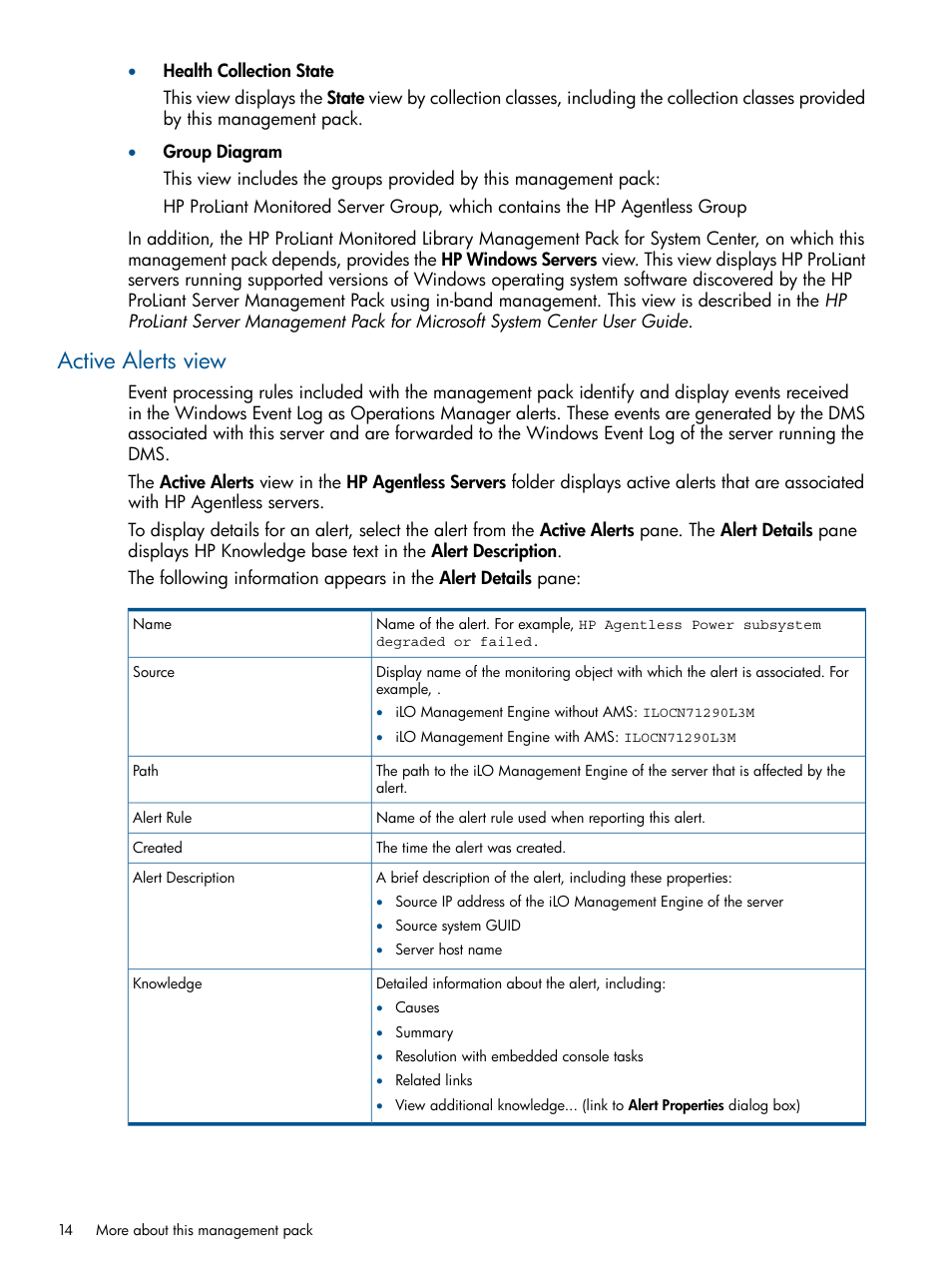 Active alerts view | HP OneView for Microsoft System Center User Manual | Page 14 / 37