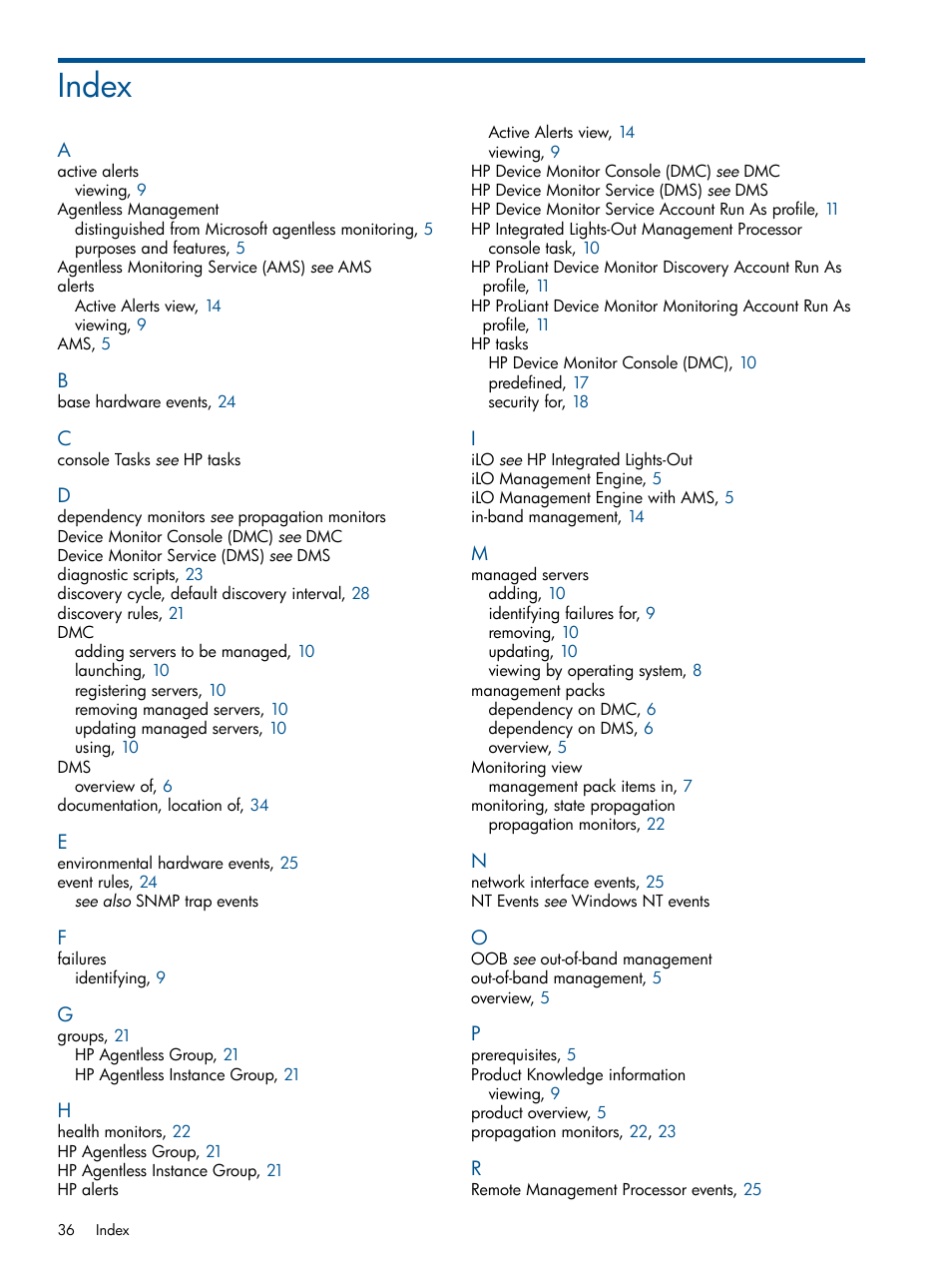 Index | HP OneView for Microsoft System Center User Manual | Page 36 / 37