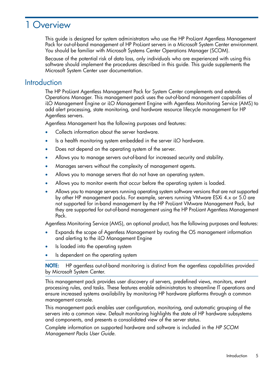 1 overview, Introduction | HP OneView for Microsoft System Center User Manual | Page 5 / 37