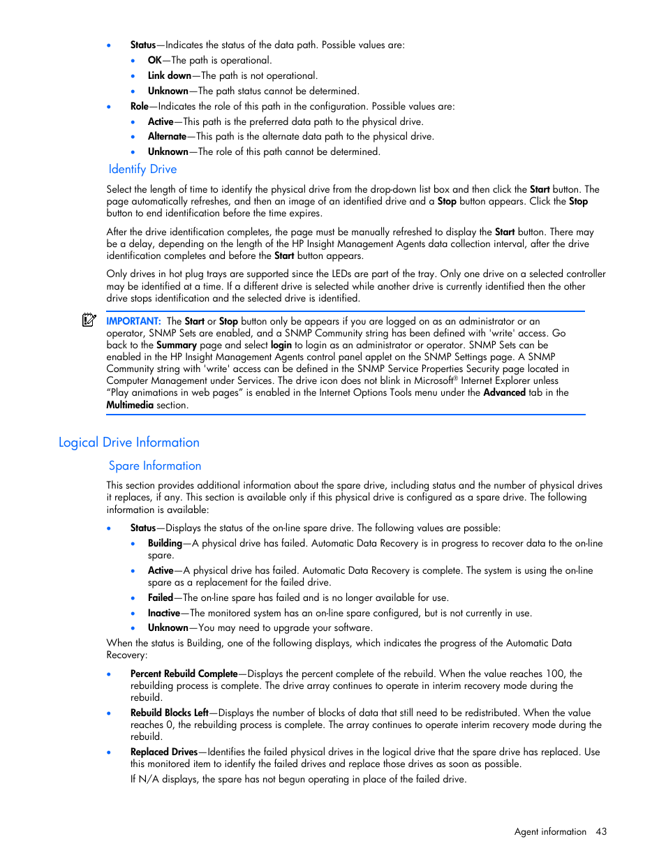 Logical drive information | HP ProLiant DL380 G5 Server User Manual | Page 43 / 98