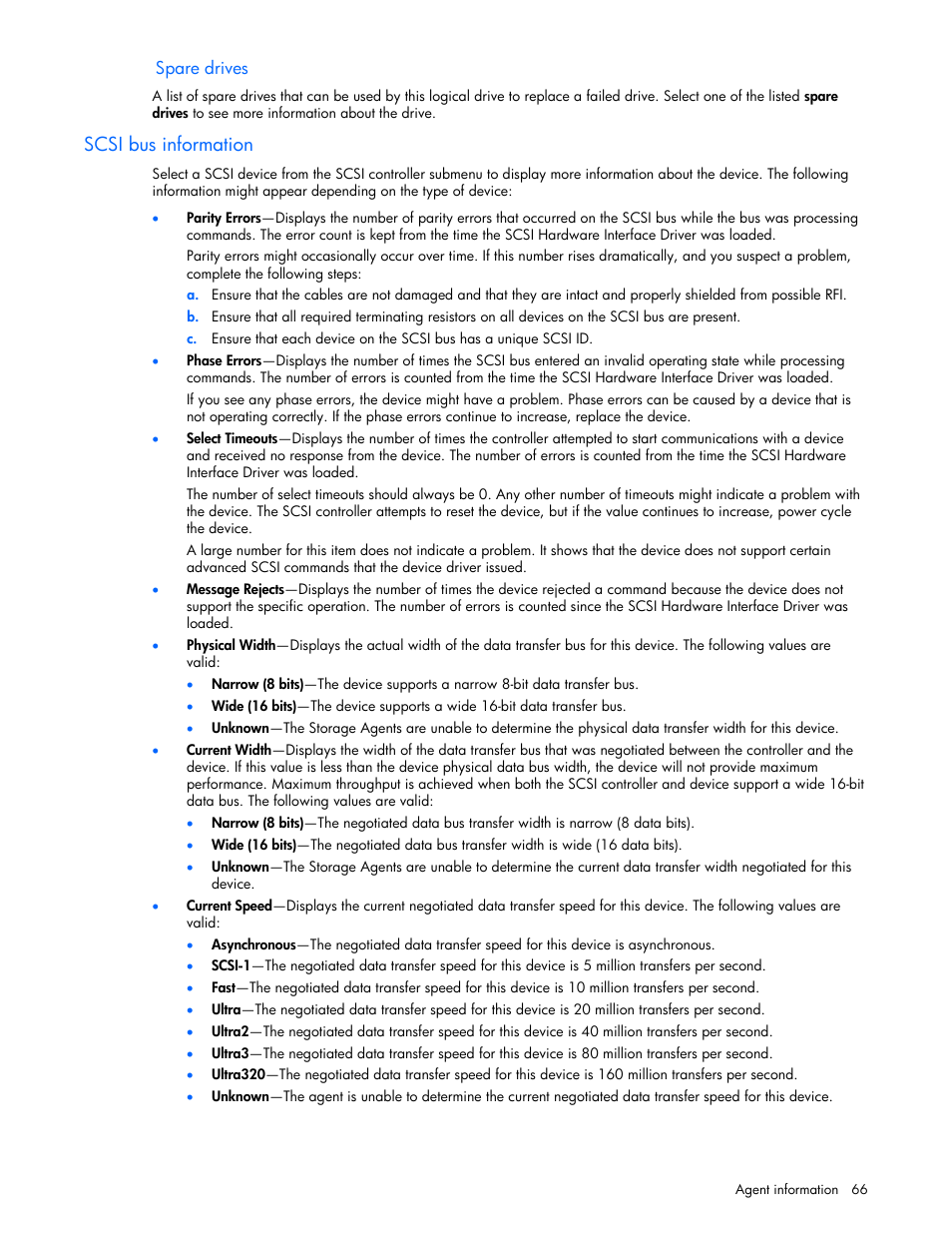 Scsi bus information | HP ProLiant DL380 G5 Server User Manual | Page 66 / 98