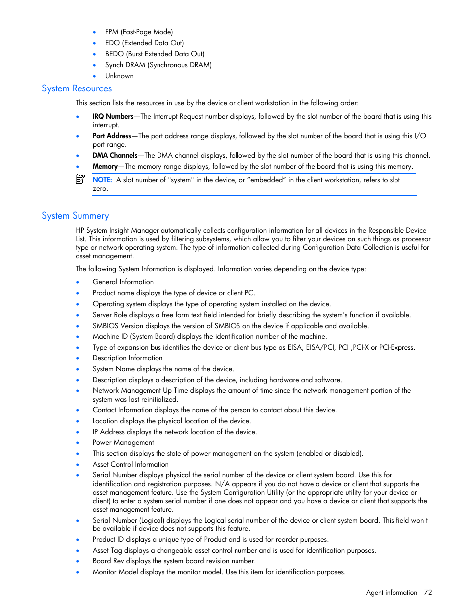 System resources, System summery | HP ProLiant DL380 G5 Server User Manual | Page 72 / 98