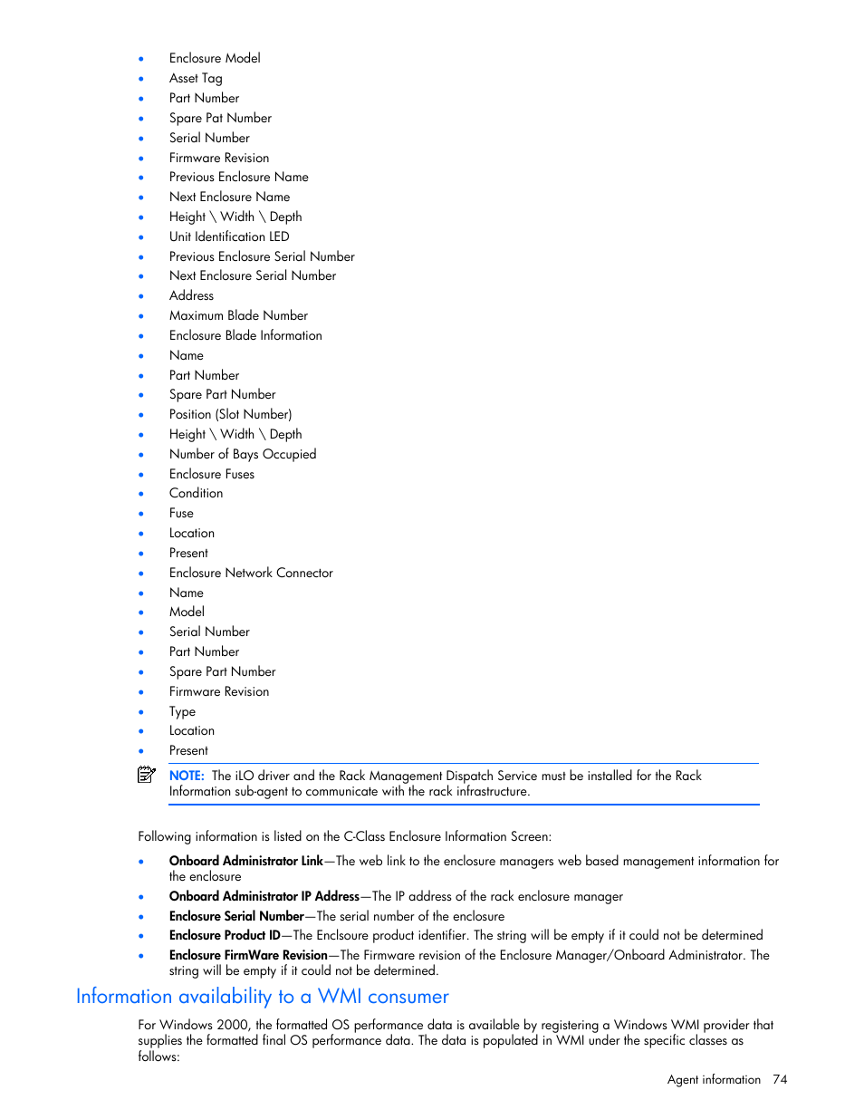 Information availability to a wmi consumer | HP ProLiant DL380 G5 Server User Manual | Page 74 / 98