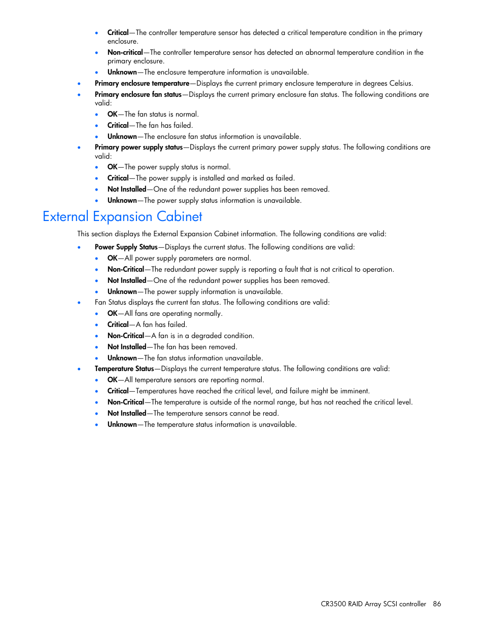 External expansion cabinet | HP ProLiant DL380 G5 Server User Manual | Page 86 / 98