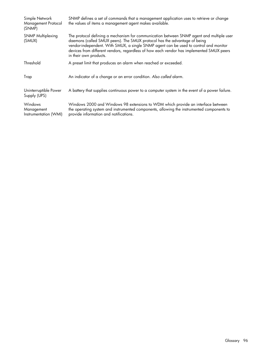 HP ProLiant DL380 G5 Server User Manual | Page 96 / 98