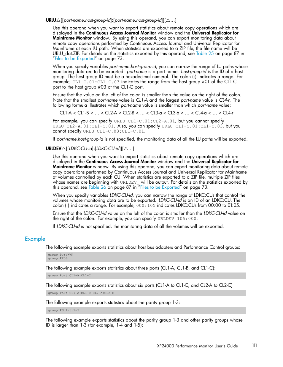 Example | HP XP Array Manager Software User Manual | Page 111 / 129